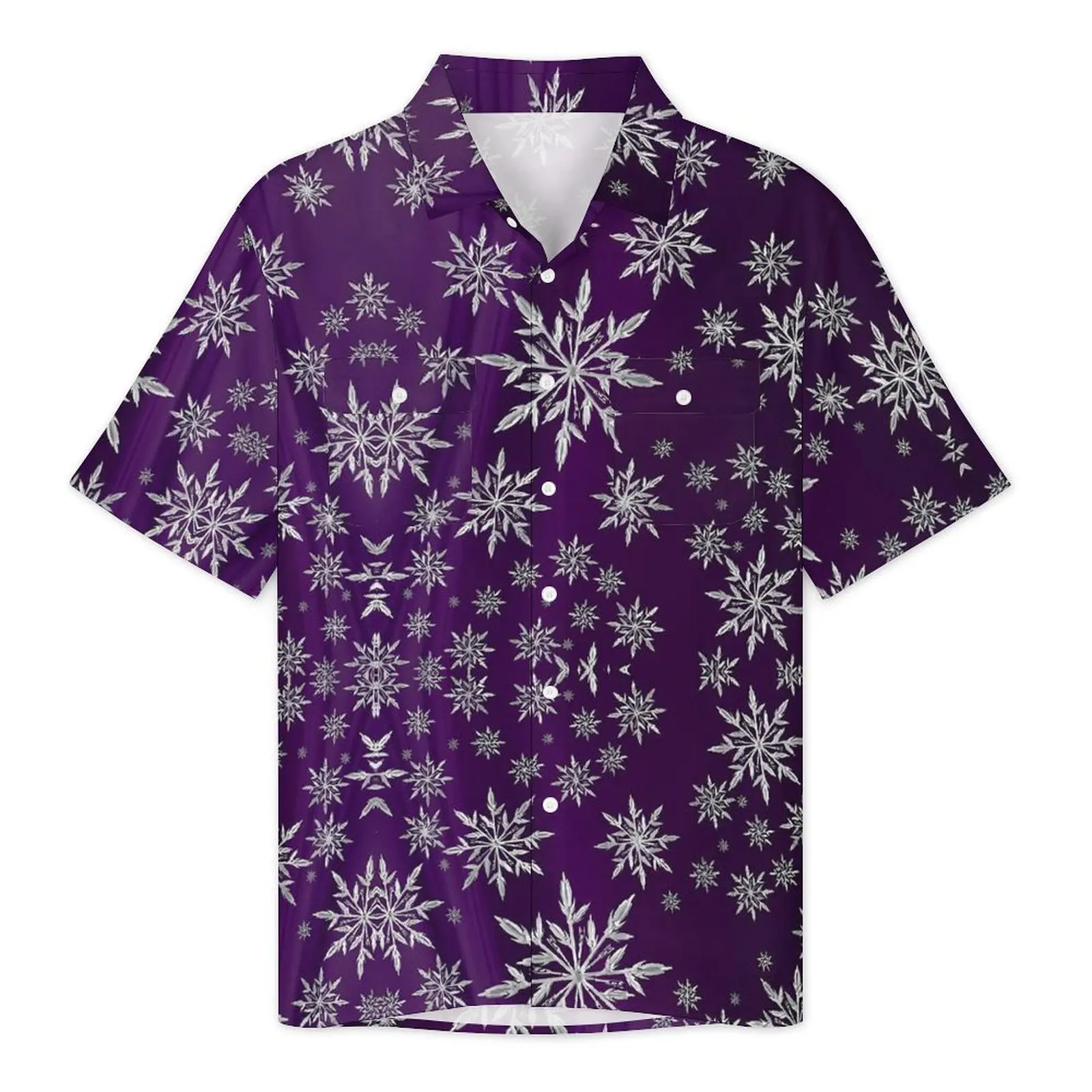 Sparkly Snowflake Casual Shirt Christmas Fun Classic Hawaii Shirts Man Short Sleeve Beach Y2K Funny Pattern Oversized Blouses