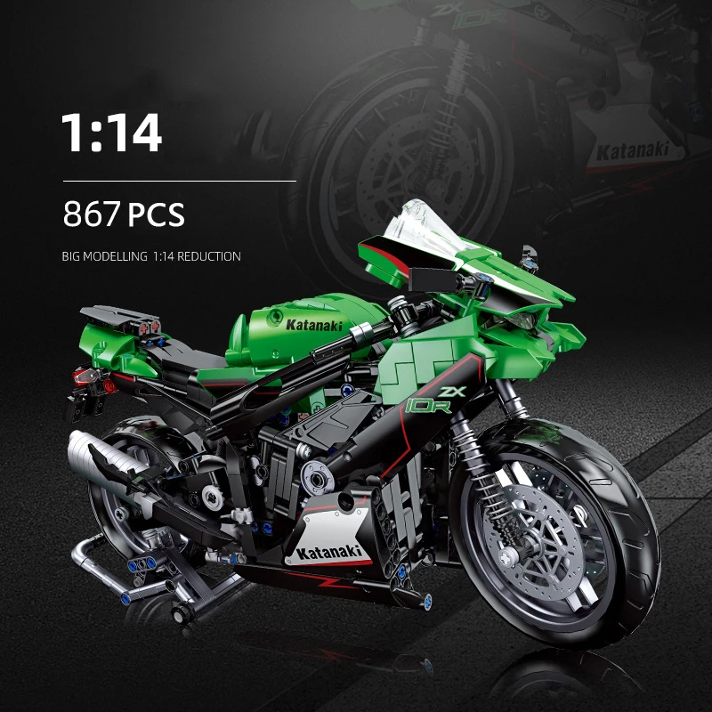 

Technical 1:14 Scale Motor Moc Building Block Japan ZX-10R Motorcycle Model Bricks Motorbike Toys Collection For Boys Gift