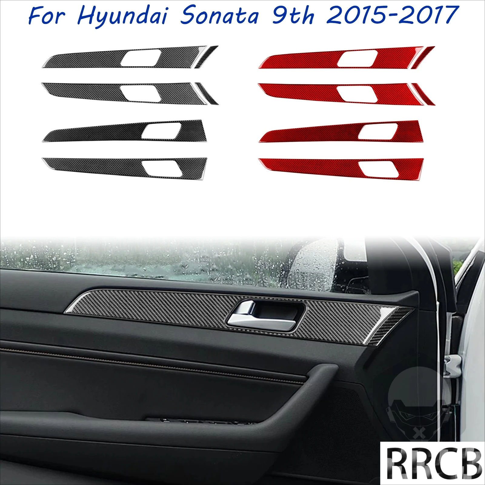 

For Hyundai Sonata 9 2015 2016 2017 Door Handle Panel Air Outlet Real Carbon Fiber Cover Tuning Sticker Car Interior Accessories