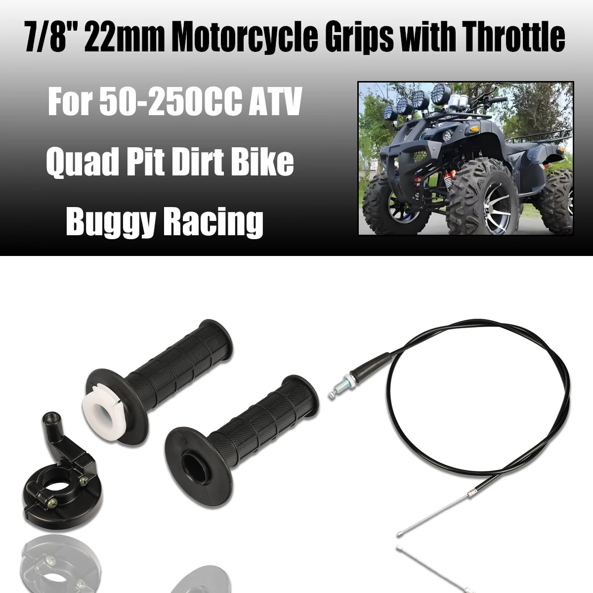 AliExpress XCMT 7/8" 22mm Motorcycle Grips with Throttle Clamp Twist Cable Throttle Cable For 50-250CC ATV Quad Pit Dirt Bike Buggy Racing