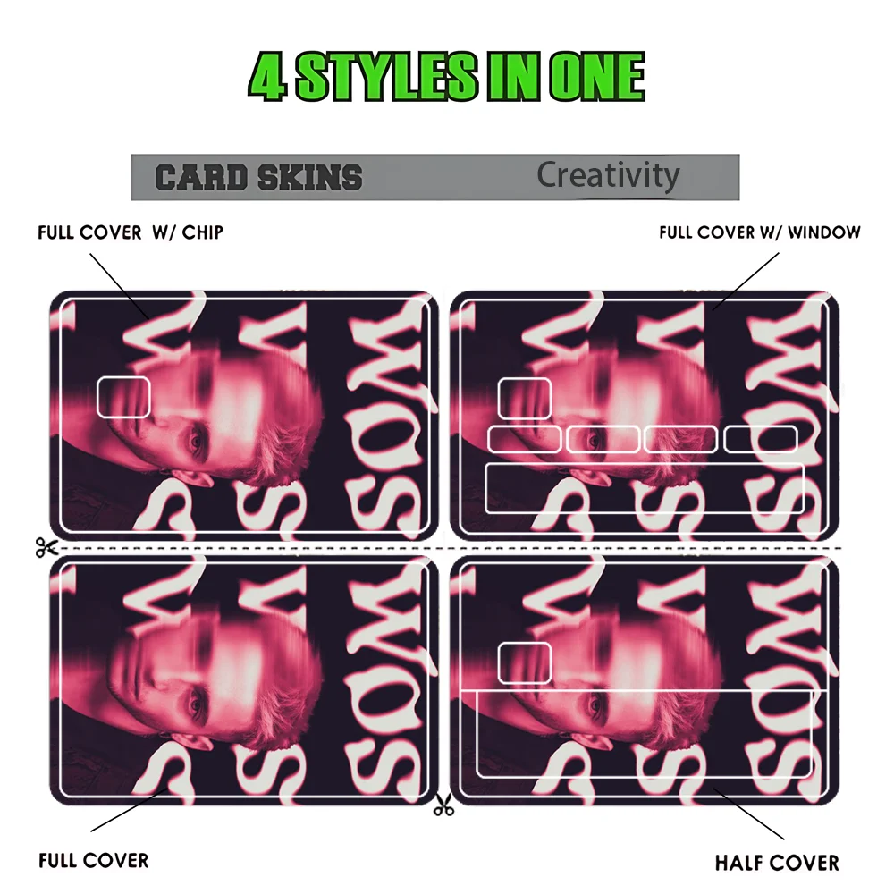 Singer Wos Valentin Oliva Stickers Cartoon Credit Card Visa Debit Bank Charge Card Bus Metro Waterproof Sticker Decal Decoration