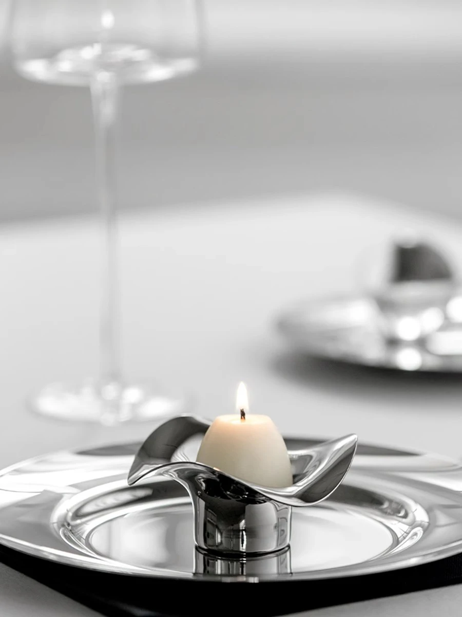 Stainless Steel Small Candle Holder, Petal Shape Candlestick Holder, Creative Scented Candle for Home Decor Dining Wedding