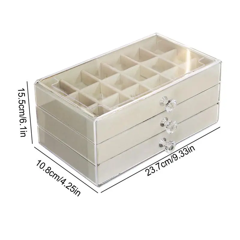 Caja de colección de Rock, vitrina fósil de 54 ranuras, vitrina Visual de piedras preciosas acrílicas de 3 capas para miniaturas de conchas de rocas