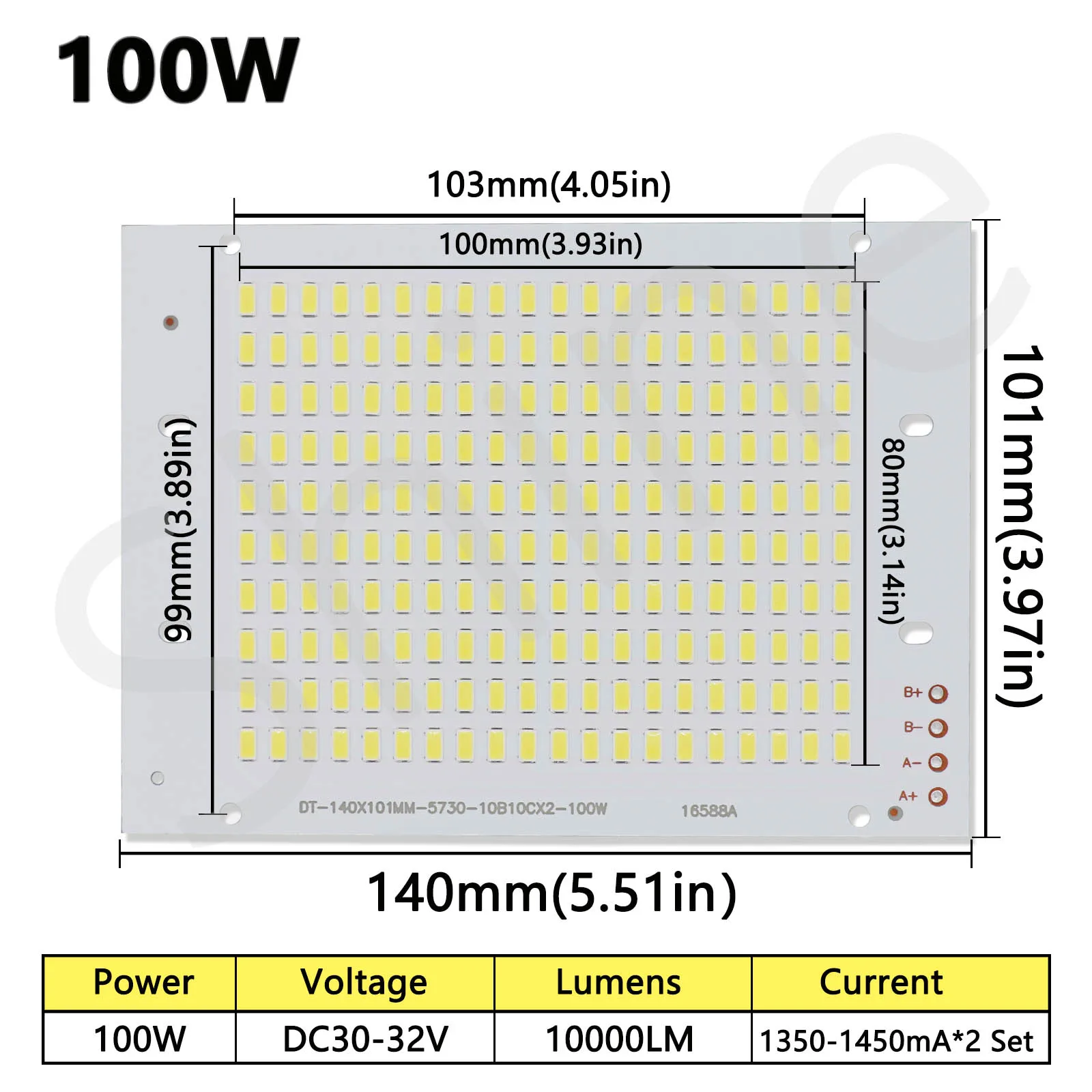 LED Floodlight 6500K SMD5730 LED Bead Aluminum Substrate 100W DC30-32V LED Billboard Courtyard Accessory Light Board