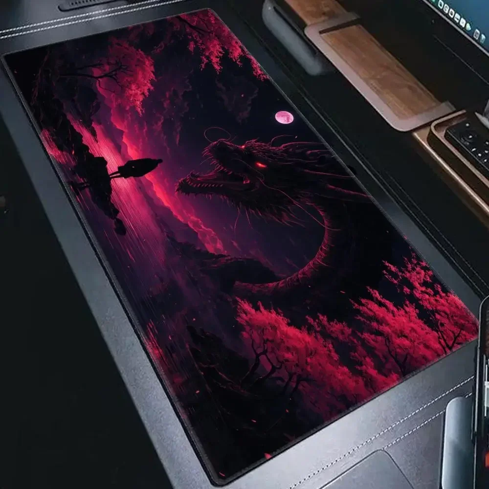 Alas Mouse Gaming XXL Besar Phoenix Fire Bird Dragon Anime Mousepad Komputer Gamer Mauspad Hadiah Kantor Rumah Aksesoris PC