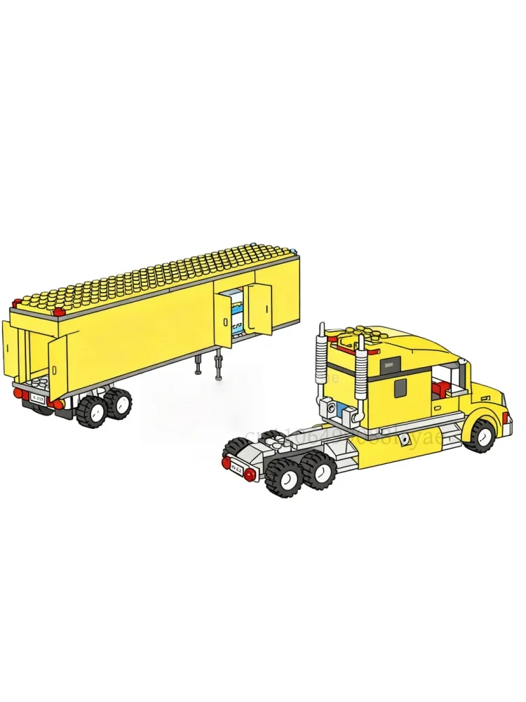 

Moc City Technology yellow Delivery Transport Truck Building blocks green Blue Bus station Model Toys Children's Holiday Gifts