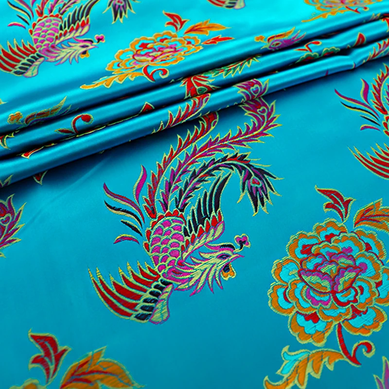 Chinese phoenix pattern brocade jacquard fabrics for sewing cheongsam and kimono DIY material