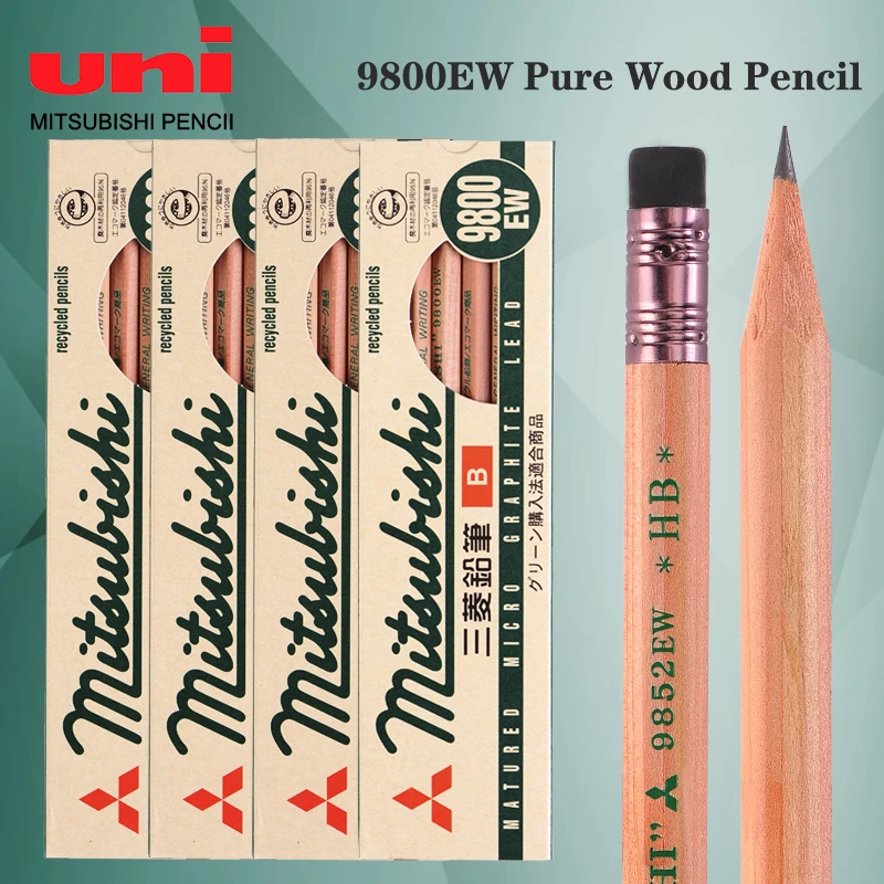 

12 Pcs/Box UNI Pencils 9800EW Wooden Hexagonal Pencil HB/2B Students Exam Coating Card Drawing Sketch Pencils School Supplies