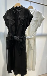 Luxurious exquisite craftsmanship short sleeve linen summer dress