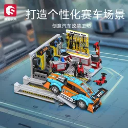 2024 Technical Racing Car Pit Stop Building Blocks Classic Speed Champion Blocks City RC Supercar Model Bricks Kids Toys Gifts