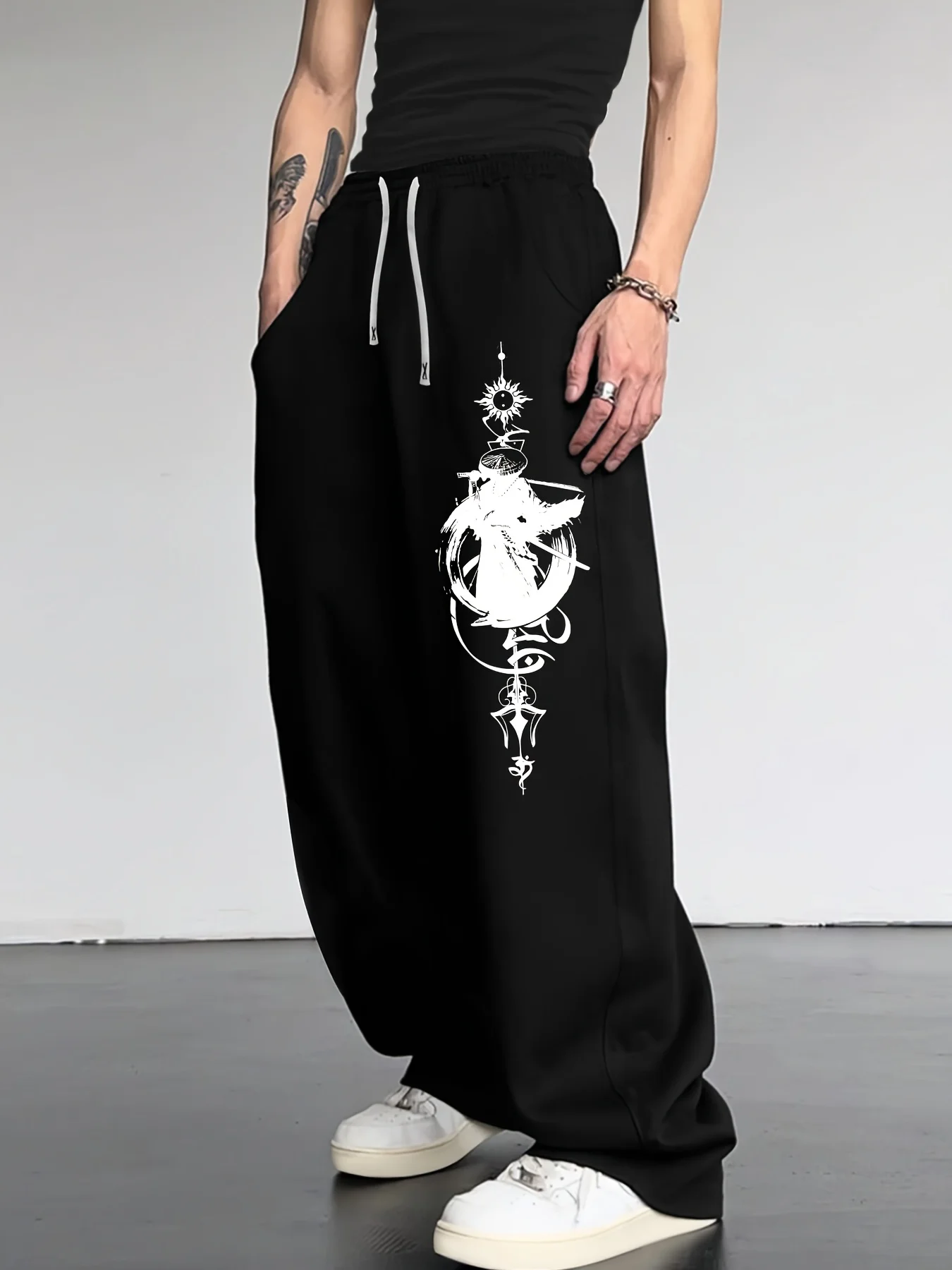 Men Tokyo Samurai Print Straight Sweatpants Loose Casual Sports Trousers Original Fashion Streetwear Drawstring Comfort S-3XL