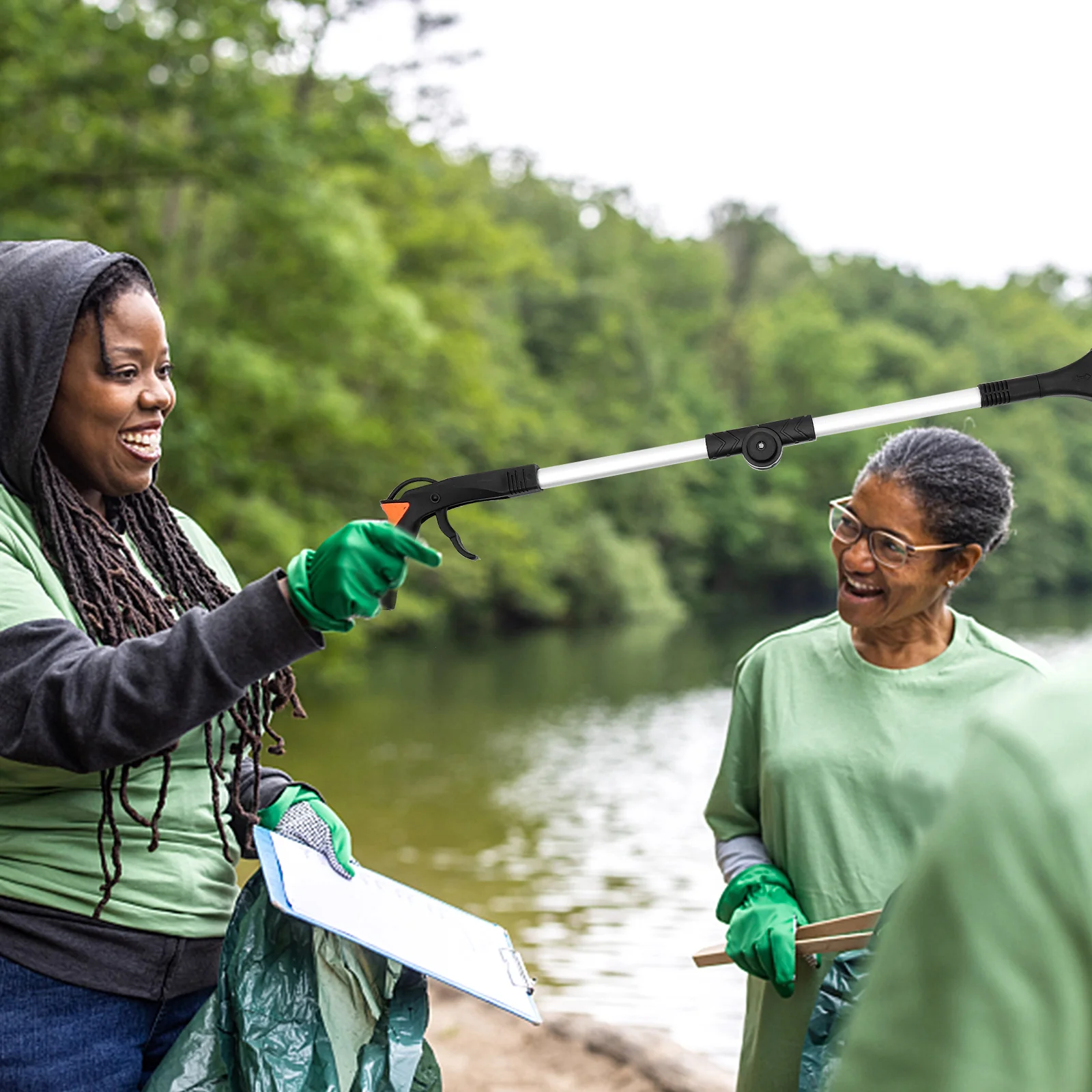 

Бытовой складной зажим для мусора из алюминиевого сплава и инструмент для чистки для пожилых людей, захват для сбора мусора, быстрый захват