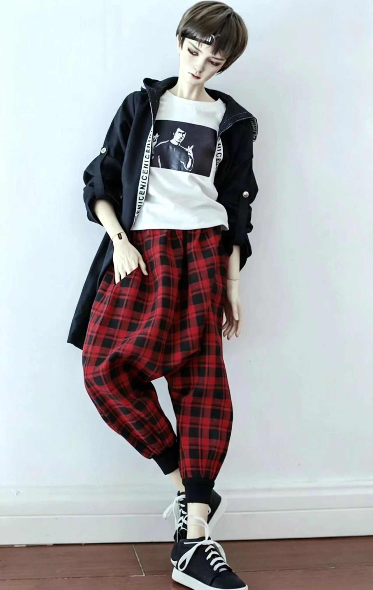 BJD Accessories Doll Clothes for 70cm BJD Doll Fashion Plaid Harem Pants Black White Red