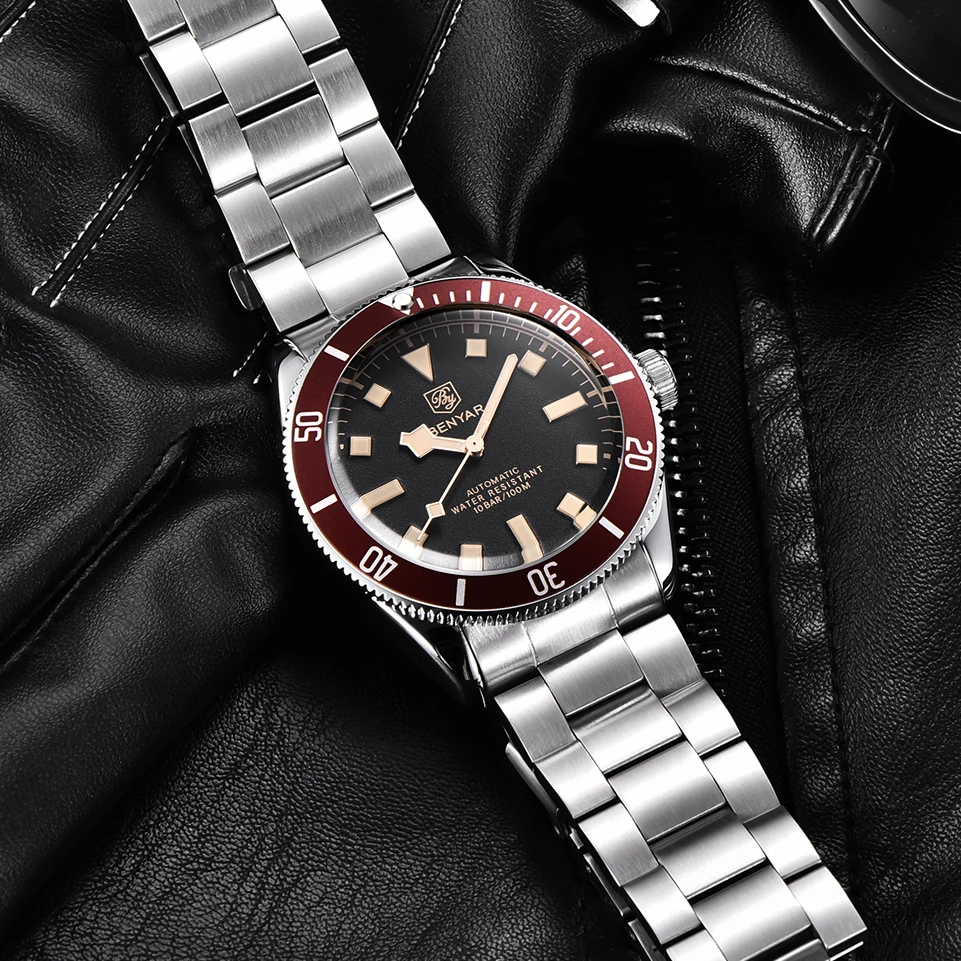 BENYAR 2026 Mens Watches Retro Red Mechanical Automatic luxury watch for men Waterproof Luminous Stainless steel wristwatch 2026