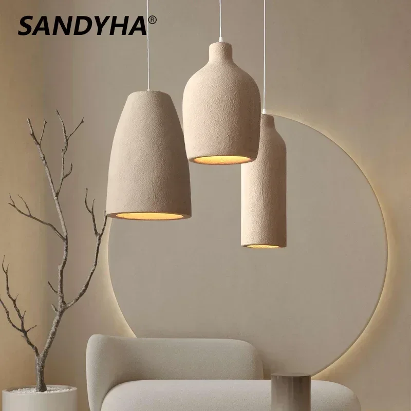 

SANDYHA Modern LED Chandeliers Lamps for Bedroom Bedside Lamp Home Decor Cement Restaurant Living Room Homestay Hanging Lustres