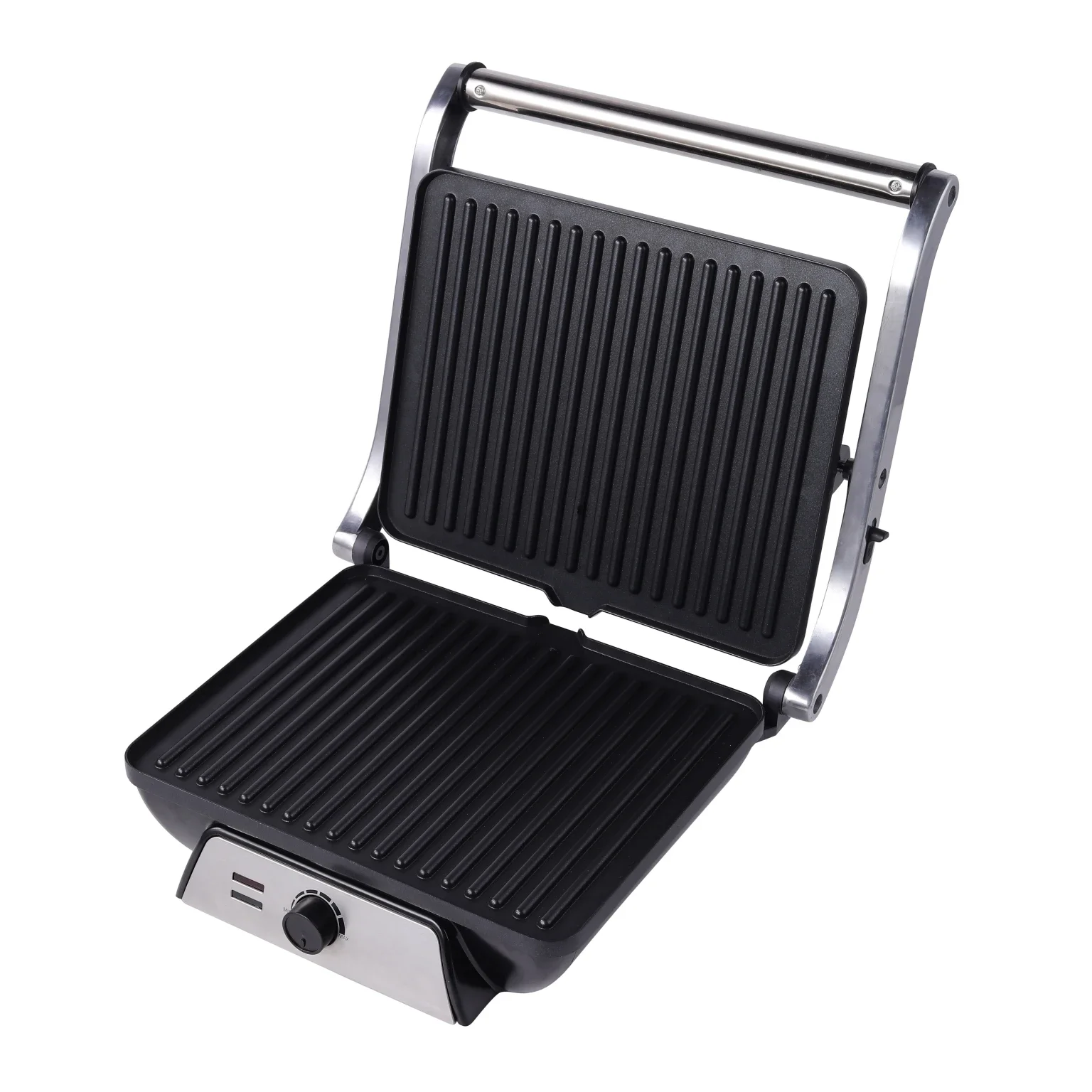 Non-stick Steak BBQ 4 Slice Electric Press Contact Panini Grill With Black Color 180 Degree Opening For Home