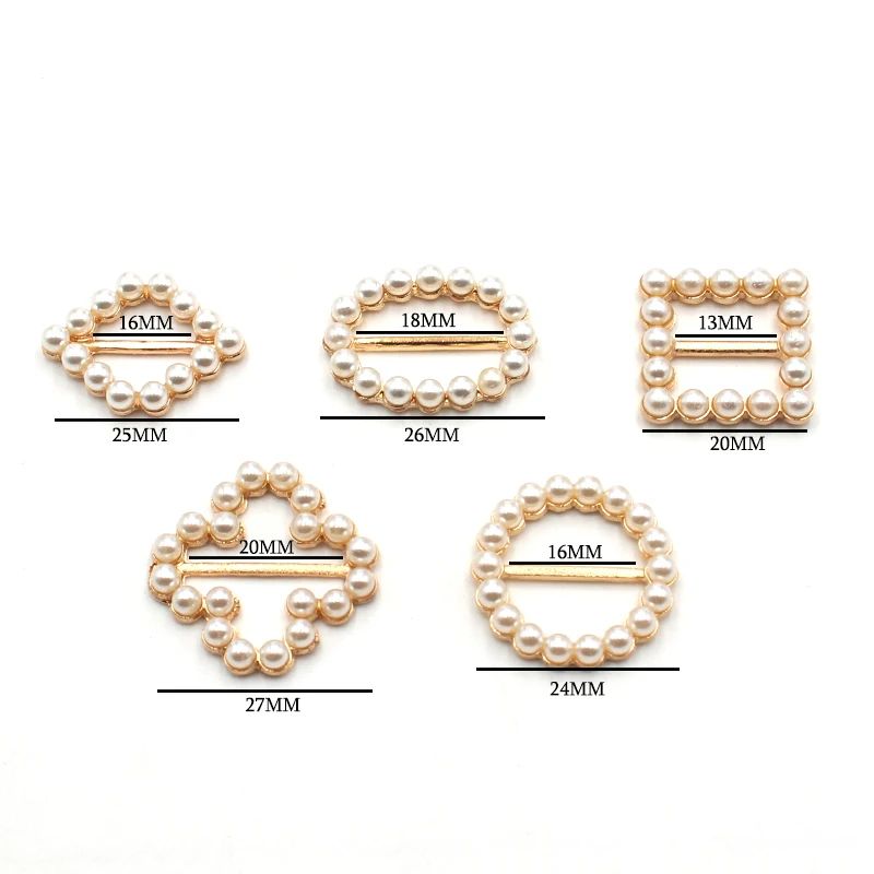 10Pcs Pearl alloy buckles of various shapes Wedding dress box hair band decorative accessories