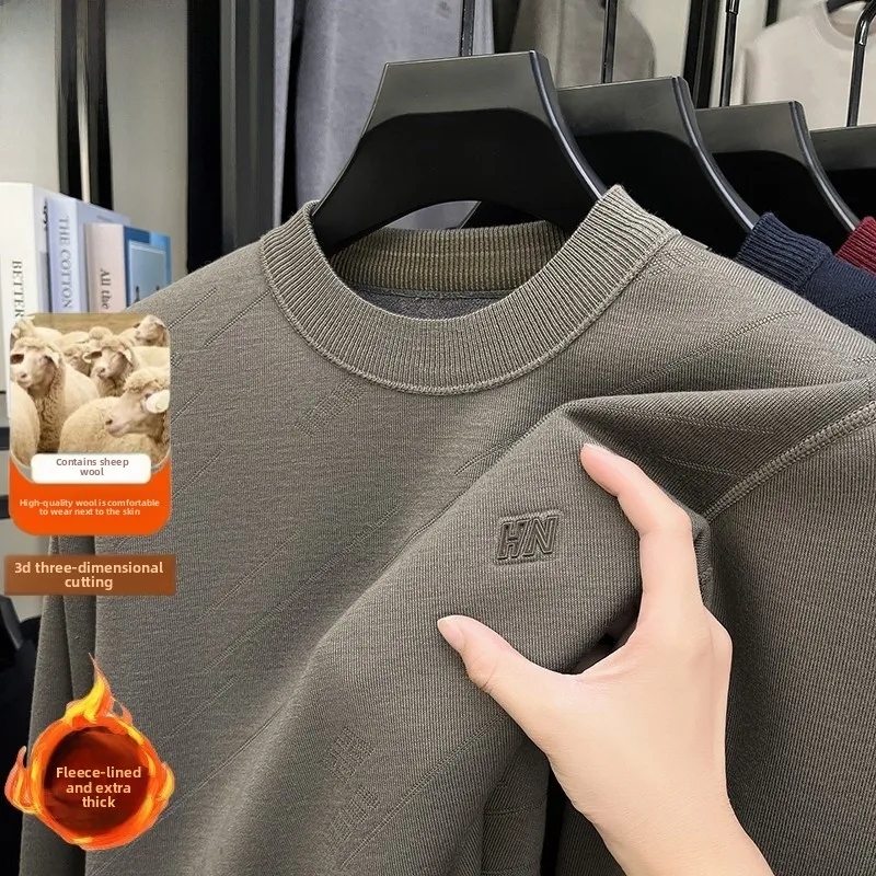 

Мужской вязаный шерстяной свитер Pierre Cardin с флисовой подкладкой, толстый, с длинными рукавами, базовый, повседневный, модный, зимний, теплый, термо-топ