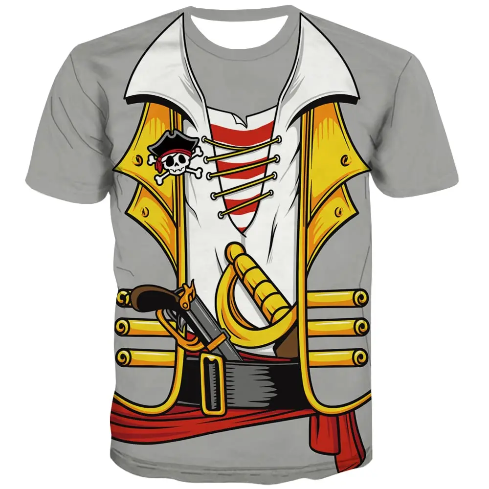 Cosplay T-Shirts Fake Pirate Pattern 3D Print Men Women Round Neck Short Sleeve T Shirt Casual Tops Harajuku Tees Men's Clothing