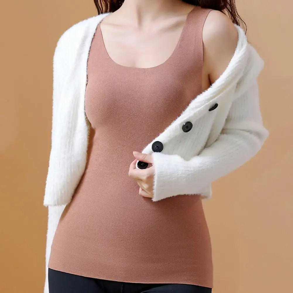 Thickened Vest Thermal Vest for Women Autumn-winter De Velvet Size Tank Top Solid Color Warm Underwear Bottoming Tops Autumn