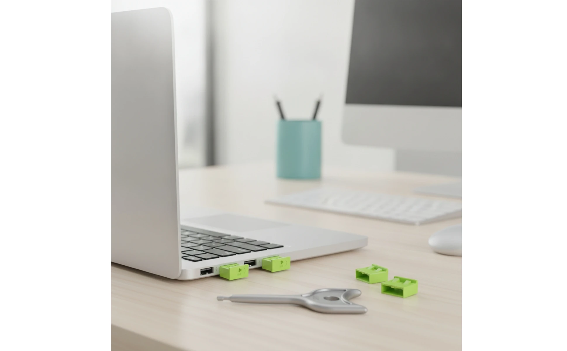10 Pieces USB Port Blocker with Key Slim USB Port Lock Plug Compact Sturdy for Workstations, Laptops