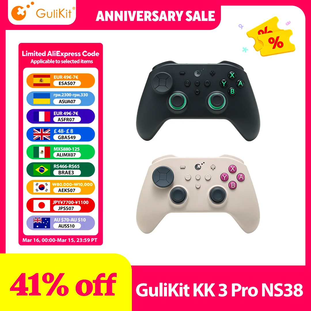 

Геймпад GuliKit KK3 Pro KingKong 3, контроллер NS38, джойстики и триггеры с эффектом Холла для Windows, Nintendo Switch, Android iOS