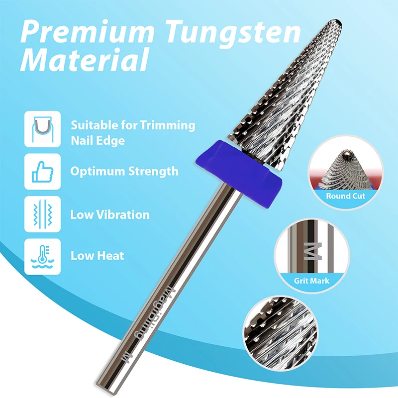 MagiBling Kreuzschnitt-Nagelbohrer mit konischer Spitze, Hartmetall, für Links- und Rechtshänder, Nagelhaut-Hartgel-Entfernung, professionelle Bits, 3/32 Zoll – Detail 4