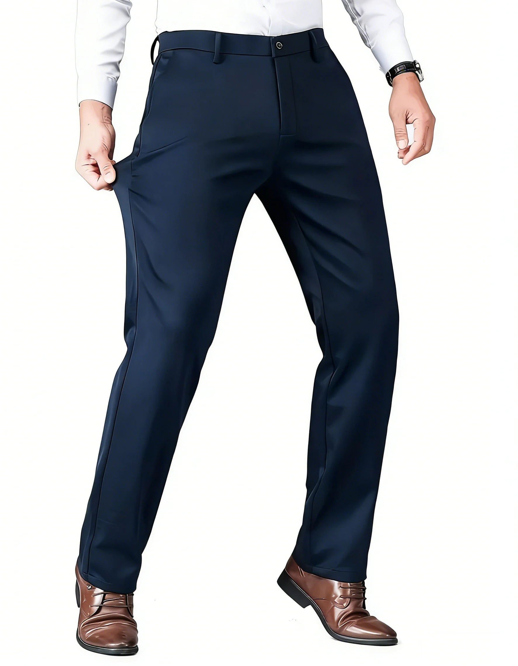 

Men's High Stretch Slim Fit Dress Pants, Business Casual Straight Leg Formal Trousers, Non-Iron Wrinkle Resistant Work Pants for