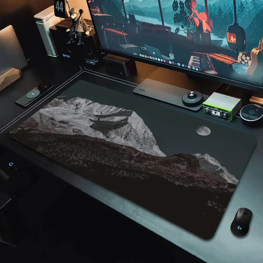 

XXL Large Gaming Mouse Pad, Gray Valley Background Artwork, Stitched Edges, Suitable for Office and Home, Gaming Accessory