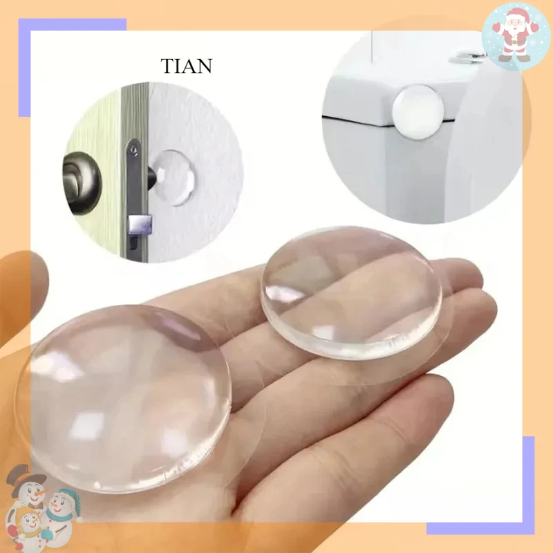 TIAN Clear Soft Rubber Door Knob Wall Shield Mute Stickers Door Stopper Handle Bumper Protective Plug for Wall Muffler Pad