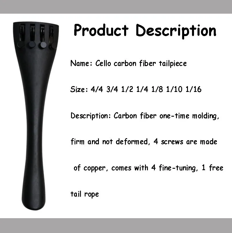 4/4 3/4 1/2 1/4 1/8 1/10 1/16 carbon fiber cello tailpiece with tailgut and cello Fine Tuning ,cello parts,cello accessories