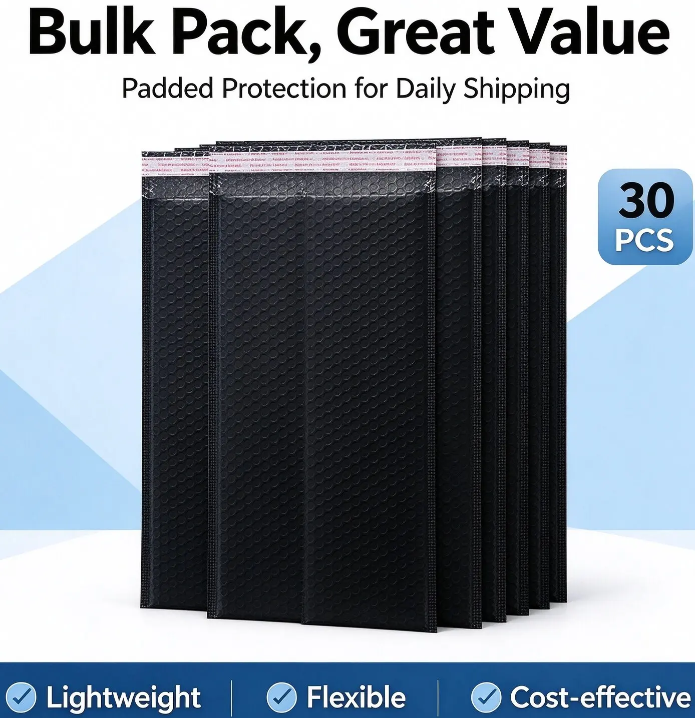 30PCS Thickened Bubble Envelopes, Shockproof Foam Pouches, Black Long Bubble Bags for Courier Packaging