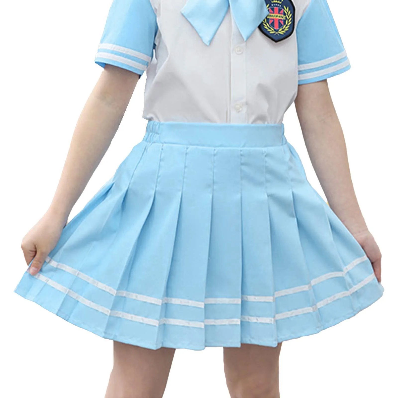 Jupe-short plissée à taille élastique pour filles, uniforme scolaire japonais à carreaux rayés, jupe Kawaii pour enfants, vêtements quotidiens