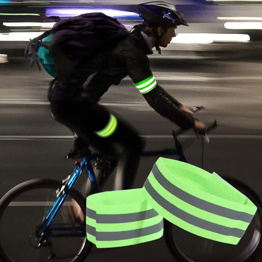 8PCS Wristband Multifunctional Warning Reflective Bands Safety Elasticated Reflector Tape Adjustable Elastic Armband Arm