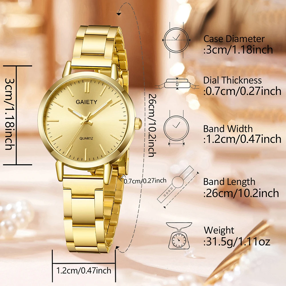 5Pcs/Set Unisex Jewelry Watches Women's Wristwatch Accessories Gold Fashion Business Elegant Trendy Classic Exquisite Retro Light Luxury Bracelet Watch Set Y2K Suitable for Travel, Vacation, Parties, Daily Outfits, Perfect Birthday and Holiday Gift view 6