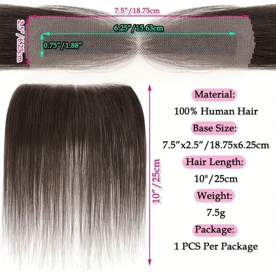 TESS Full Lace Hand-Tied Front Hairline 100% Human Hair Patches Natural Hairpiece For Women Topper Lace Closure for Hair Volume