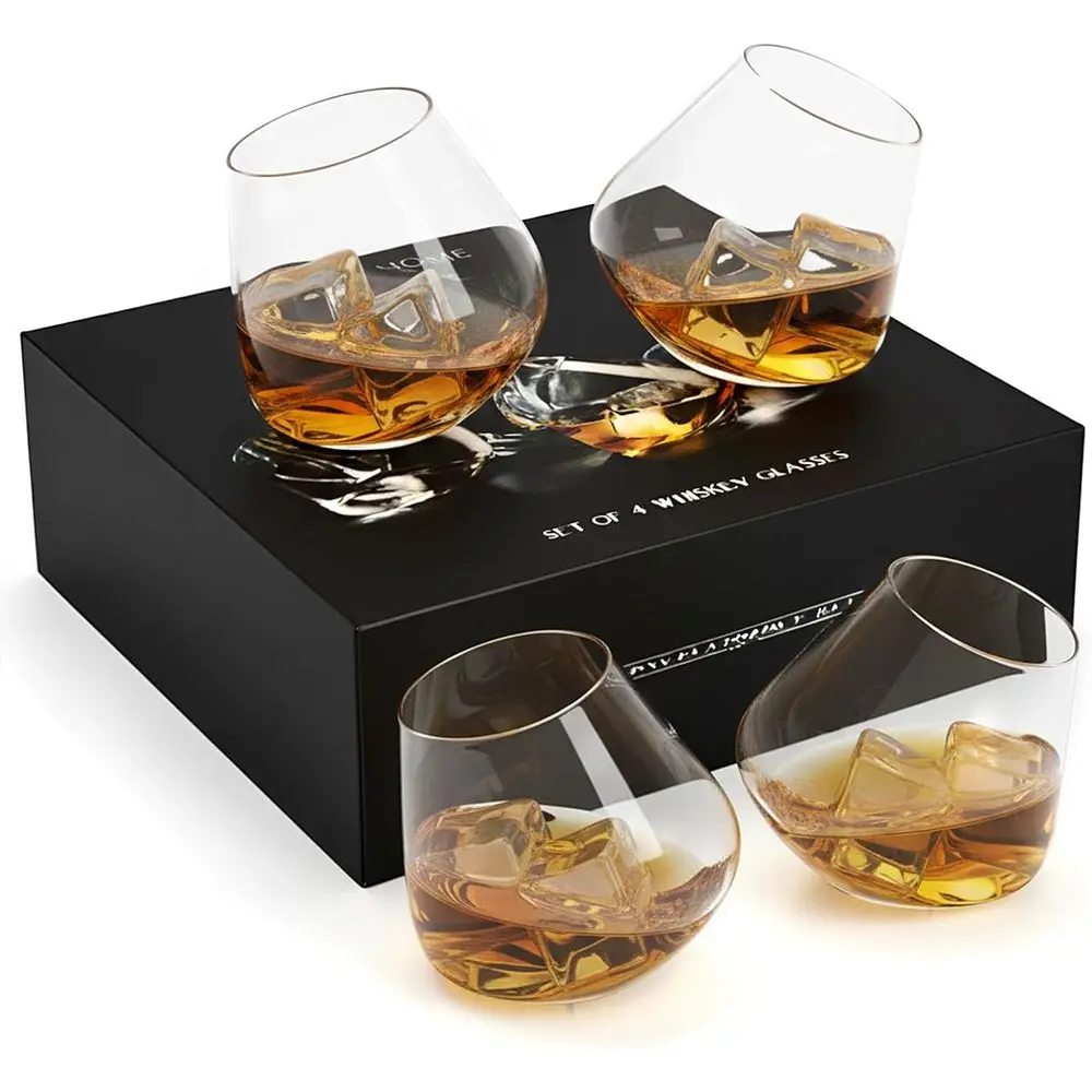 

Whiskey Glasses Set of 4 Tumblers, Classic for Scotch and Bourbon, Gift Box Included