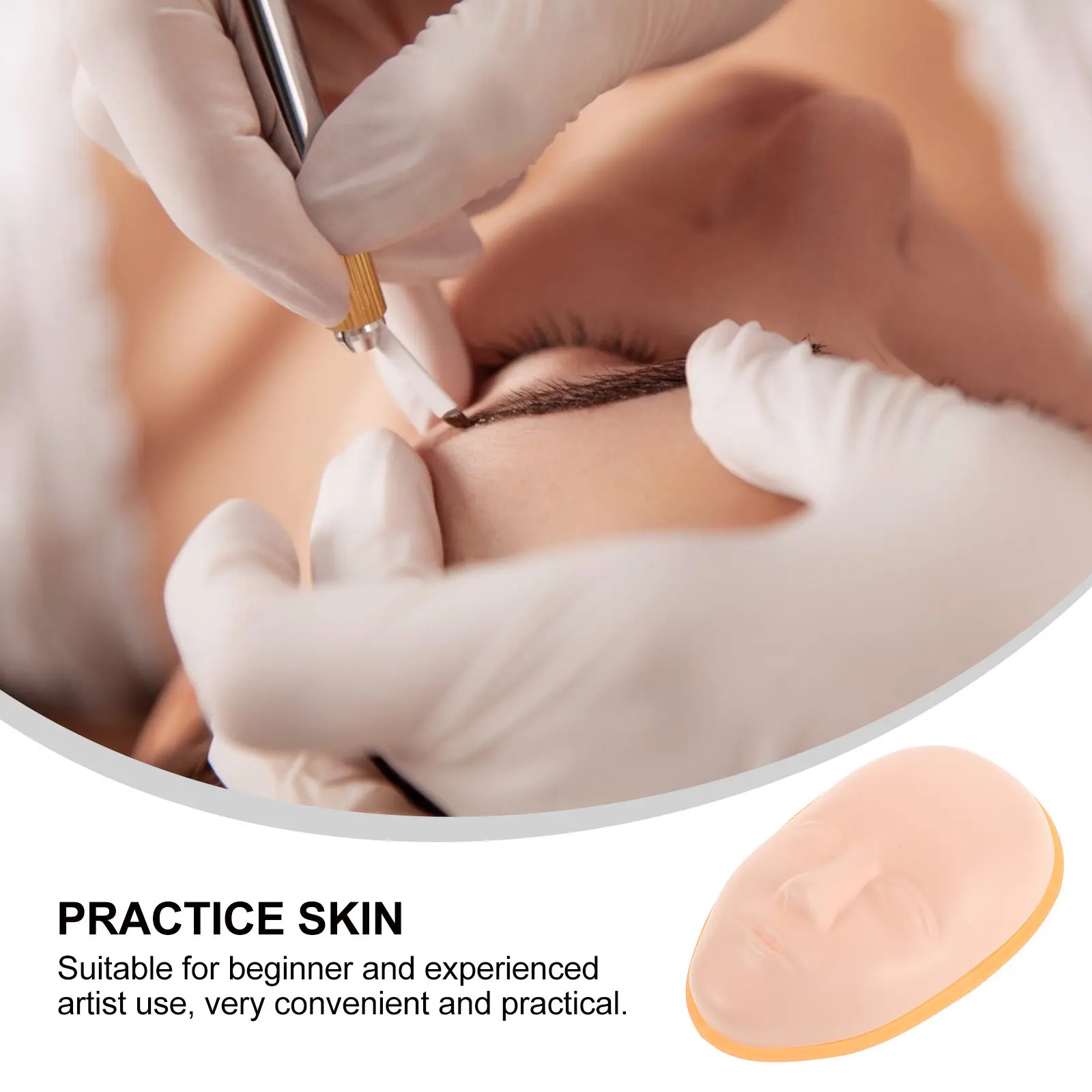 

Makeup Practice Fake Skin Silicone Face Tattooing Eyebrow Eyeliner Lip Training Board Realistic Reusable Stable Base for Artists