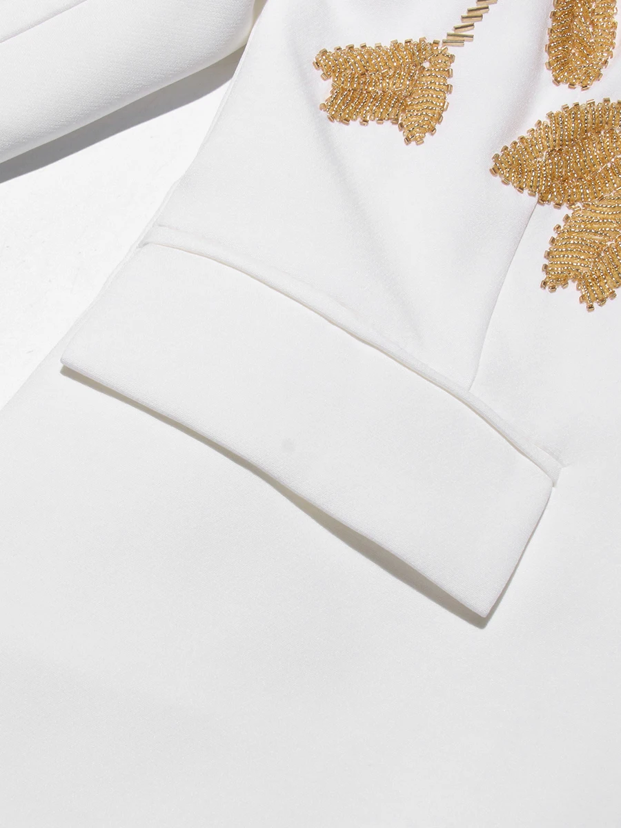 CHICEVER ソリッドスプライシング刺繍ブレザー女性のためのラペル長袖気質イブニングコートポケット女性のファッションスタイル