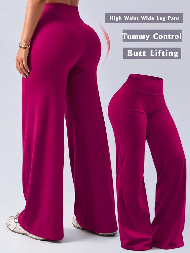 High Waisted Wide Leg Super Soft Stretchy Pants Waist Abdomen Slimming Casual Daily Wear Trousers For Women Sports Fall Legging