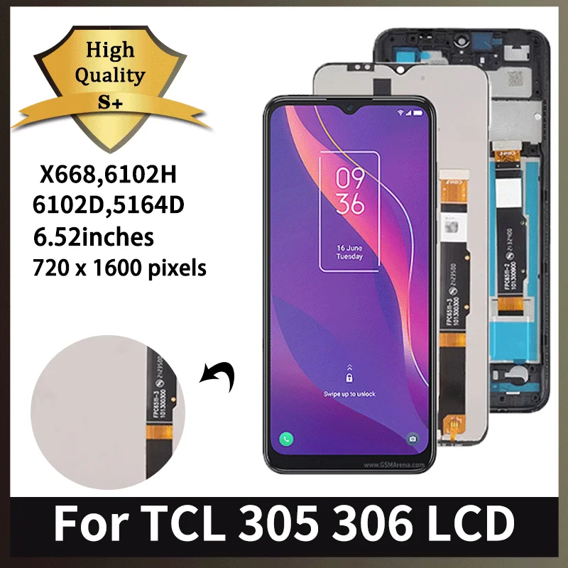 6102D 5164D X668, 6102H Premium Lcd para TCL 305 306 pantalla LCD MONTAJE DE Panel digitalizador con pantalla táctil con marco
