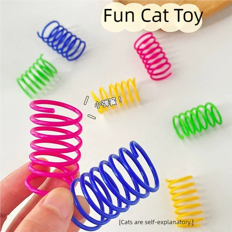 Colorful Spring Cat Toys Interactive Self Play Plastic Spiral Coil Bouncing Teaser Toys Funny Exercise Chew Toys Relieve Boredom