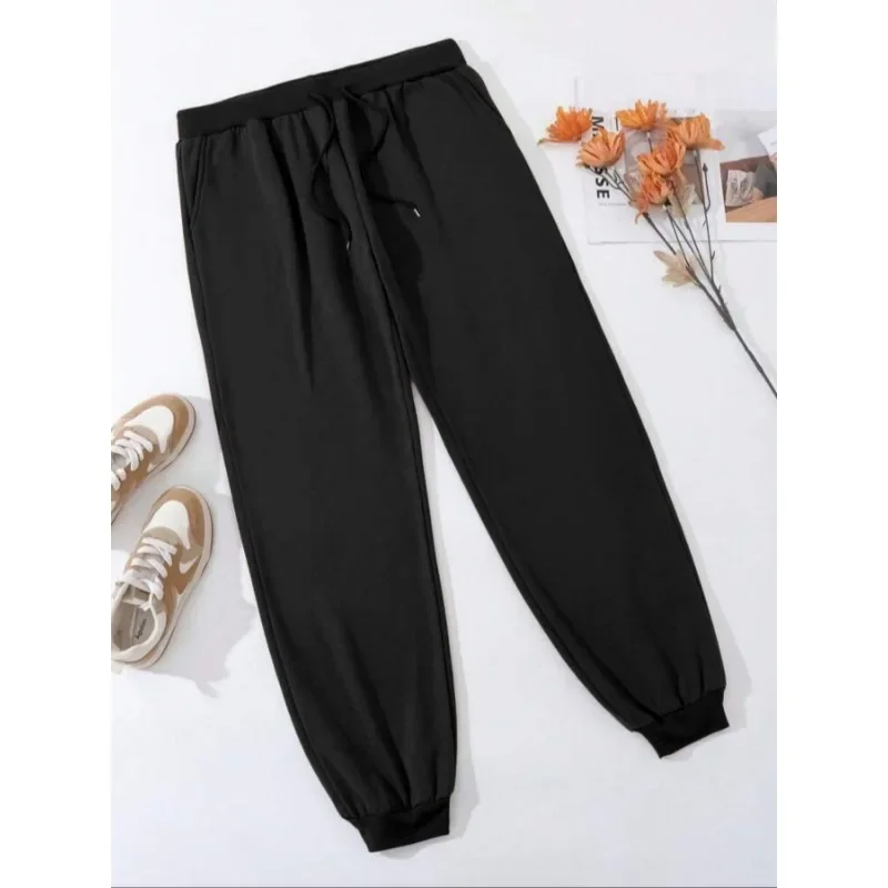 Pantalones cómodos de talla grande 1XL-5XL para mujer, informales, versátiles, de Color sólido, con cintura elástica, adecuados para ir al trabajo