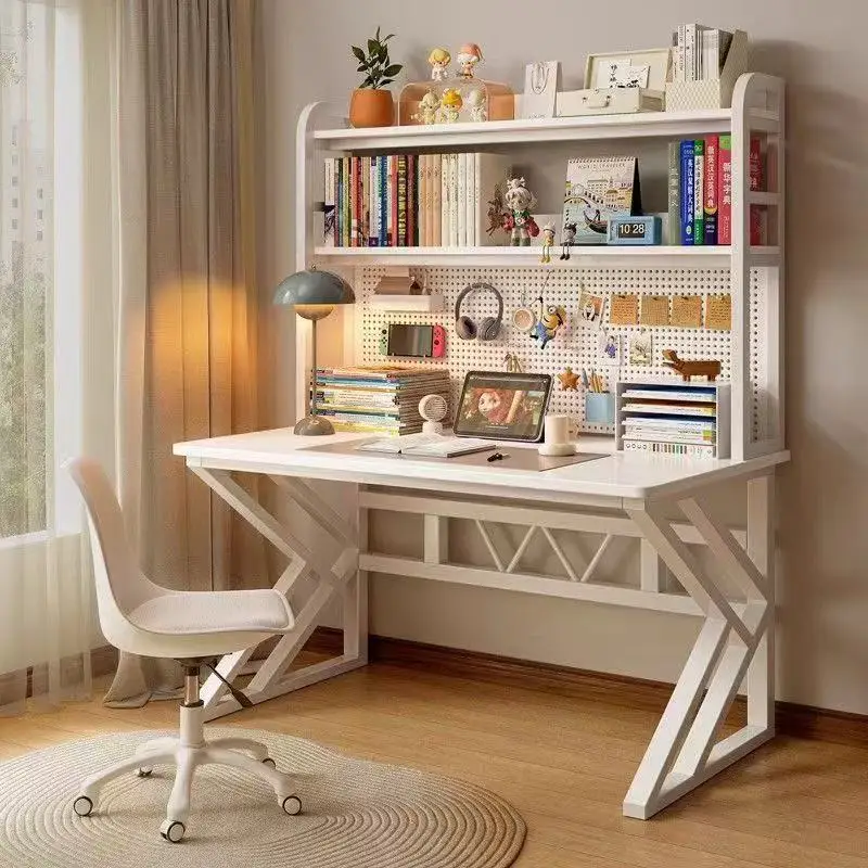Integrated Computer Desk Bookshelf Pegboard Organizer Rectangular Wood-Based Board Workstation Cm Width Deep High One-Person