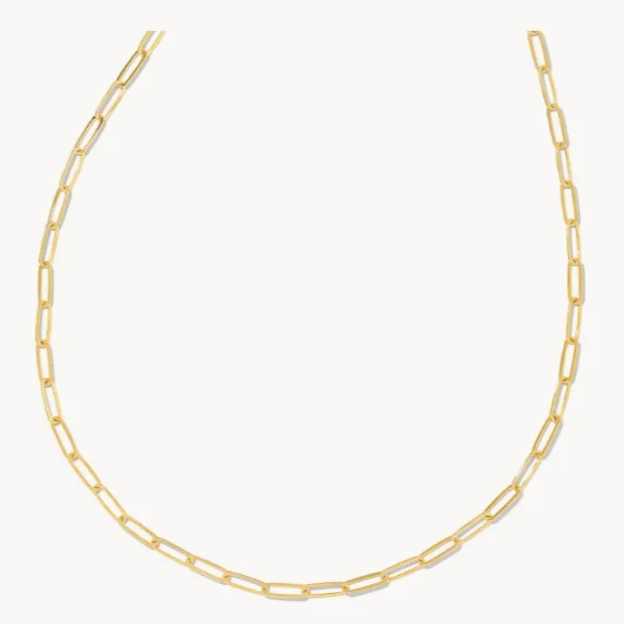 

High Quality Original Large KS Gold PaperClip Necklace in Metal 18k Real Gold Plated for Women