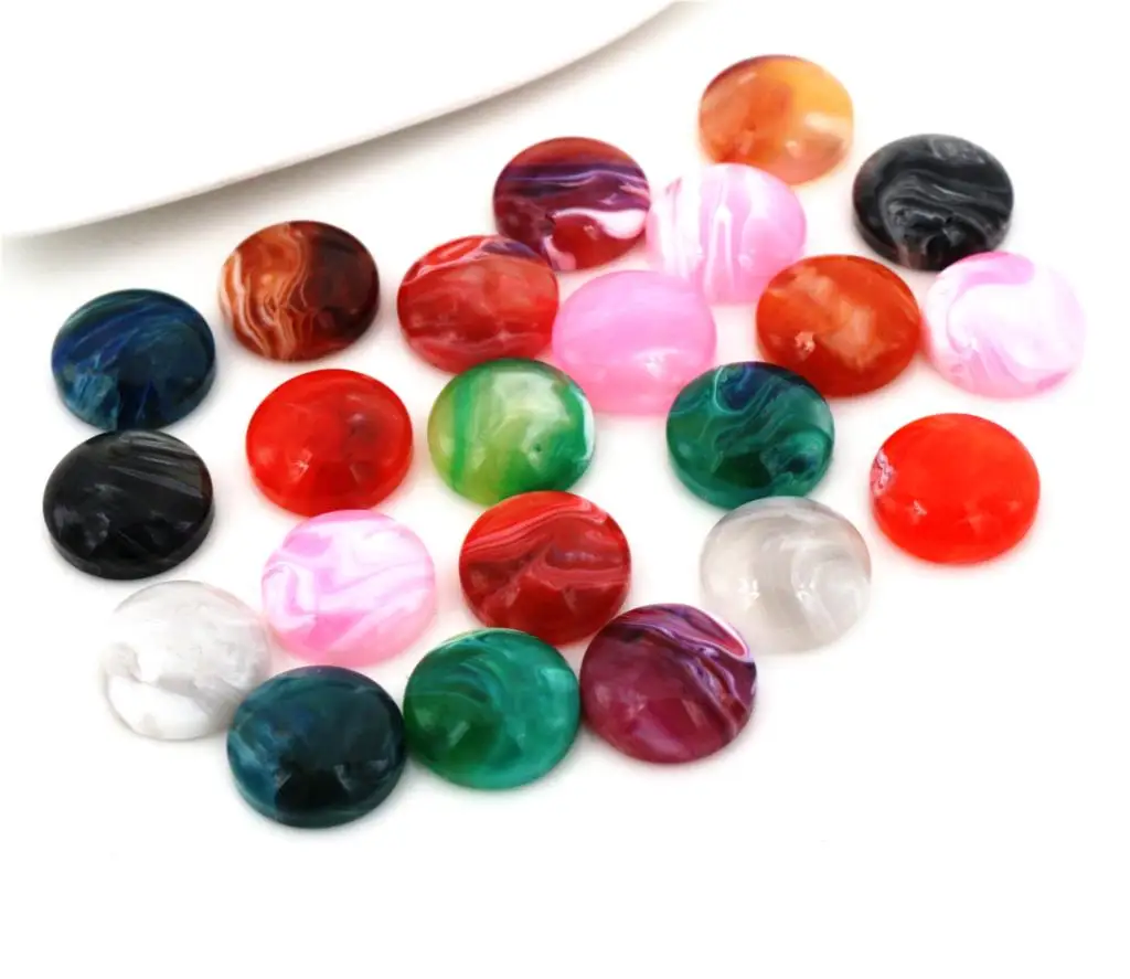 New New New! 40pcs/Lot 12mm Mix Colors Style Flat back Resin Imitation Marble Cabochons Fit 12mm Cameo Base Cabochons-G7-41