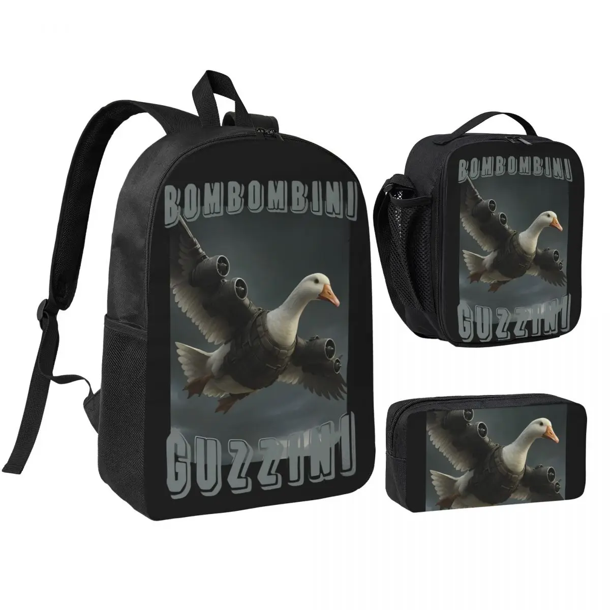 Bombombini Guzzini 3pecs/set Backpack for Student Italian Brainrot Laptop Computer Daypack Lunch bag Pencil Case