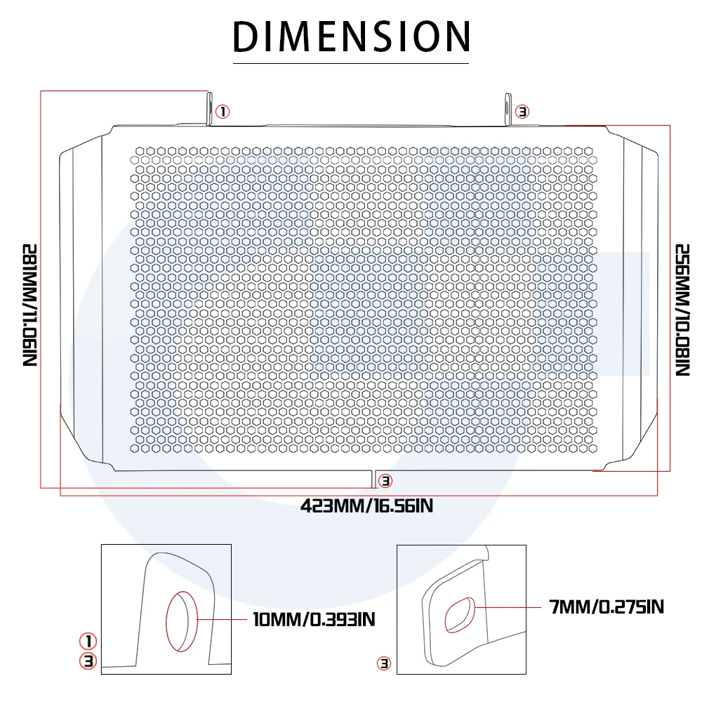 Radiator Grill Guard Cover For Kawasaki Z750 Z750S 07-12 Z800 13-18 Z1000R Edition Performance 18-23 Z1000SX 10-19 Z1000 10-2023