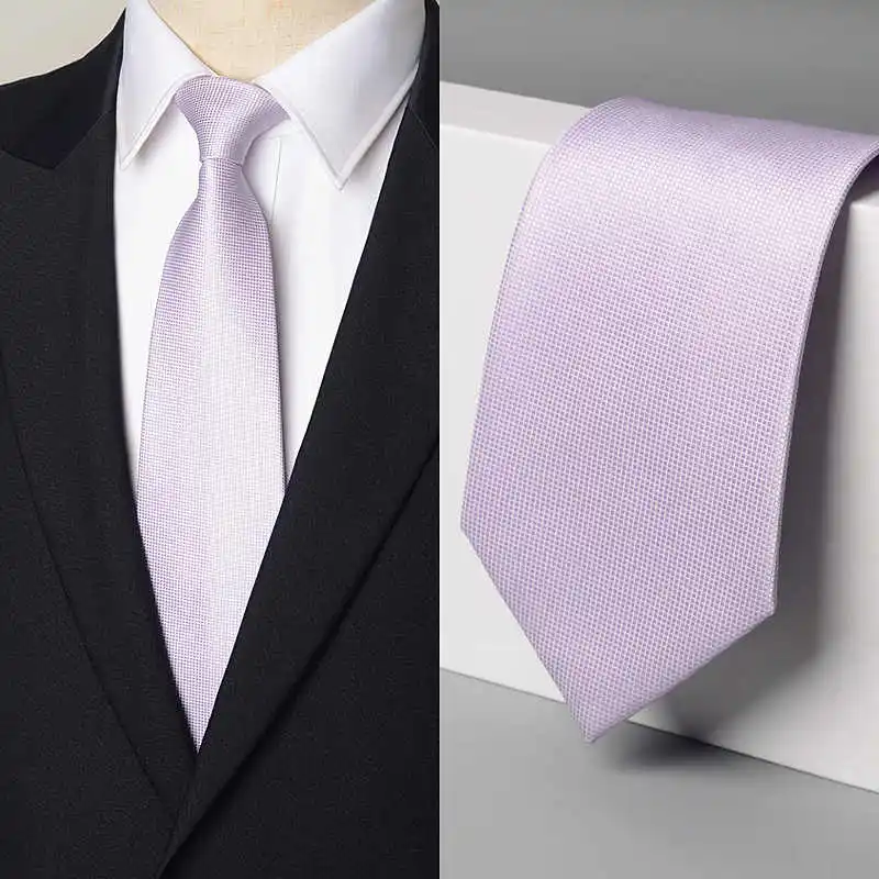 

Summer New Light Purple Dark Grid High-quality Tie Men's Temperament Business Banquet Shirt Accessories 9cm Wide Version Cravat