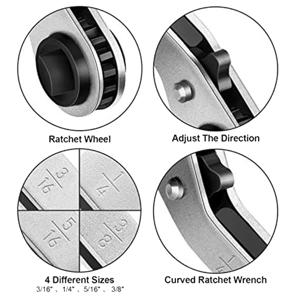 1/4 3/8 3/16 5/16 Ratchet Manual Wrench Tool Hexagon Bit Adapter Air Condition Refrigeration Valve Professional Hand Tools
